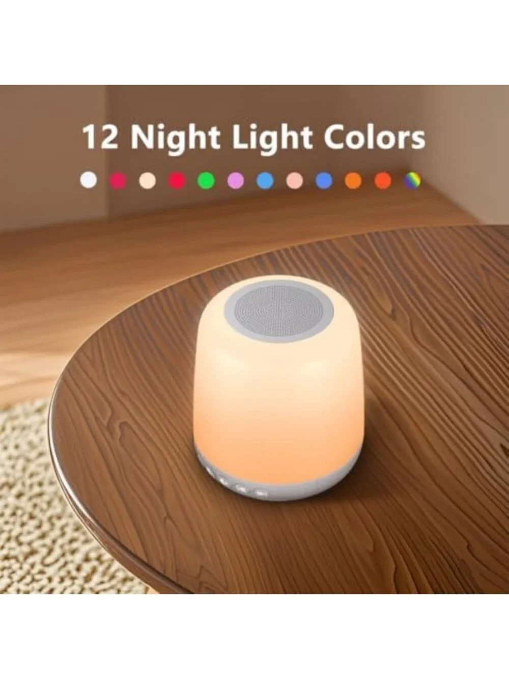 Portable White Noise Machine with 30 Soothing Sounds & 12 Night Light Colors